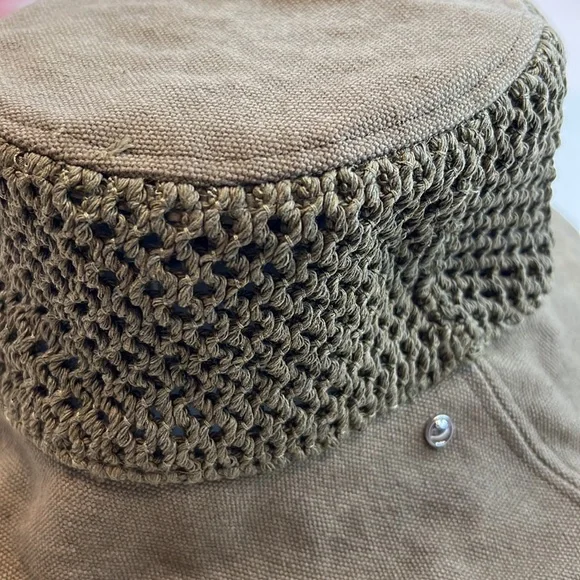 Rag & Bone “Nando” Bucket Hat, Safari Khaki w/ Netting Details, NWT!